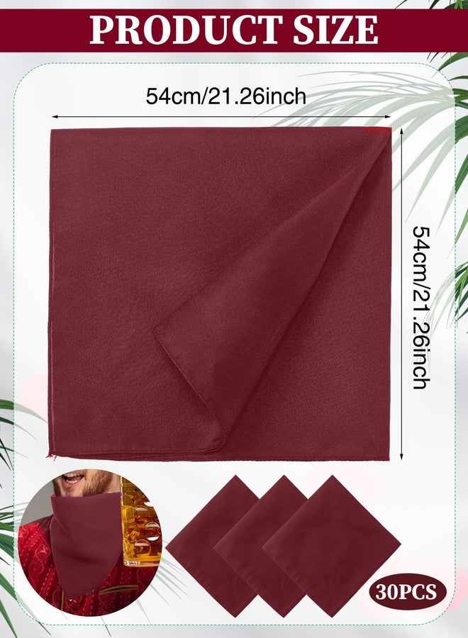 Yearntown Halloween Pirate Bandanas 21 Inch Large Solid Bandanas for Men Women Headband Scarf Halloween Party Costume(30 Pack,Maroon) - Image 2